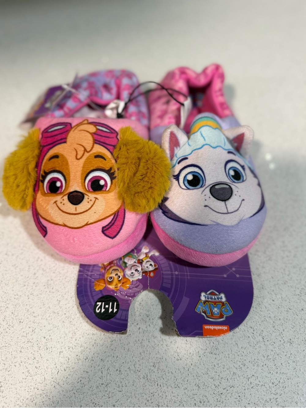 Paw Patrol Pink Plush Character Slippers with Yellow Ear Detail